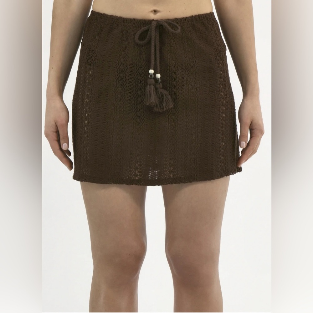 No Boundaries Dark Brown Crochet Cover Up Skirt
